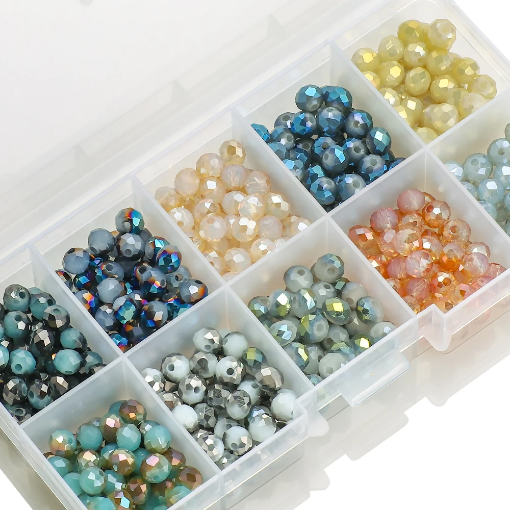 450Pcs 8mm Glass Beads for Jewelry Making, 15 Colors Crystal Glass Beads  for Bracelets Making Gemstone Beads DIY Round Craft Loose Bead for Men  Women