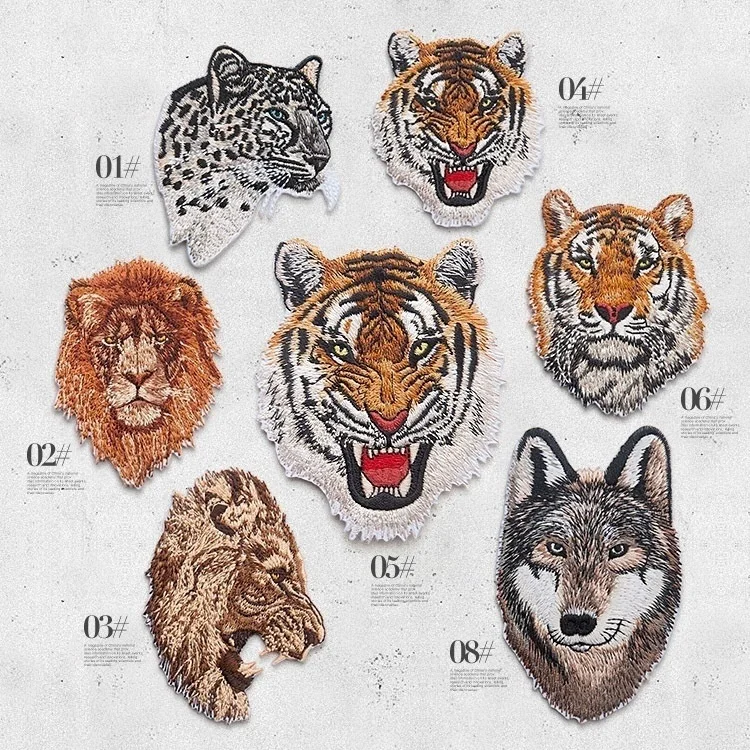 

Animal Tiger Leopard Embroidery Patches Ironing Applications for Military Army Stripes Clothes Iron on Clothing Applique Sticker
