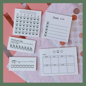 

Kawaii 50 Sheets Schedule Record Notebook Concise planner Memo pad stickers Hand Account Note Diy diary Student Plan Stationery