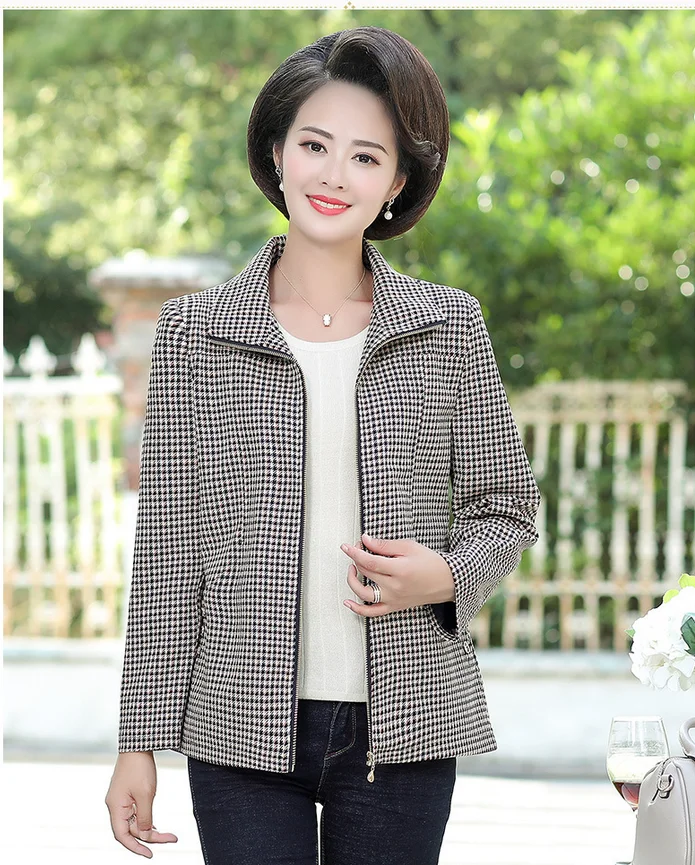 

2019 Spring Autumn New Women'S Print Jacket Coat Casual Plus Size 5XL Zipper Female Jacket F509