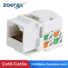 Zoerax cat6 rj45 keystone jack módulo conector rede acoplador ethernet parede jack cat6/cat5 keystone módulo adaptador