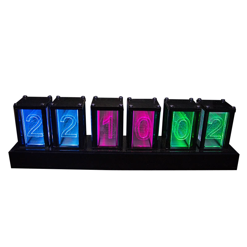 

Desktop Creative Ornaments RGB Pseudo Glow Tube Clock LED Vibrato DIY Acrylic Digital Clock