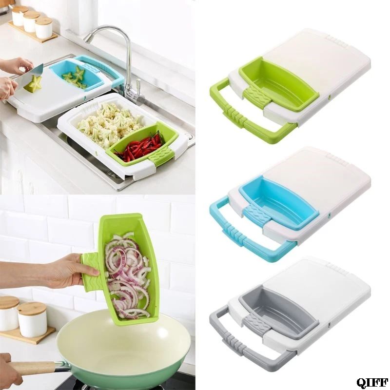 Многофункциональная кухонная разделочная доска с выдвижной нарезкой овощей 11NOV16