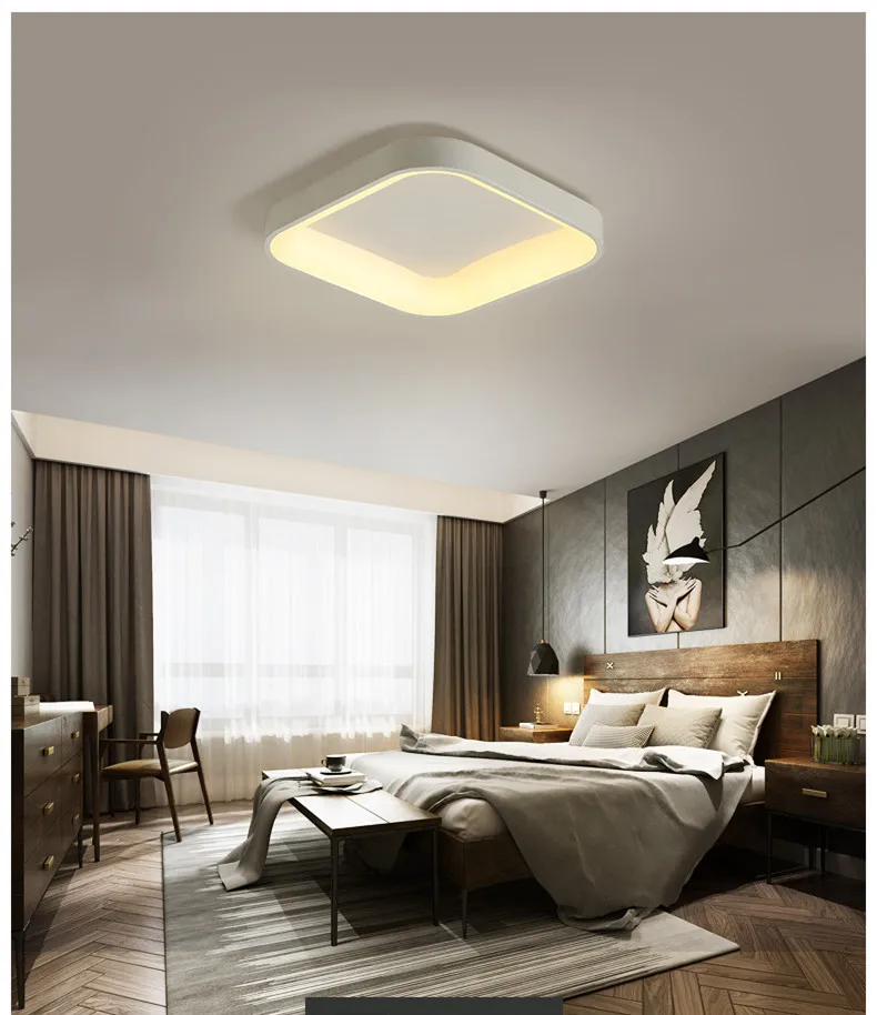 Квадратный современный светодиодный потолочный светильник, блестящий светодиодный потолочный светильник для гостиной, спальни, кухонная светодиодная лампа, поверхностный потолочный светильник s