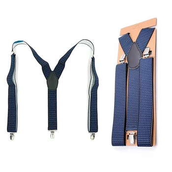 

Men's And Women's Dot Elastic Stretch Strap Clip British Hanging Pants With Three Clips Wild Universal Shoulder Strap Clip