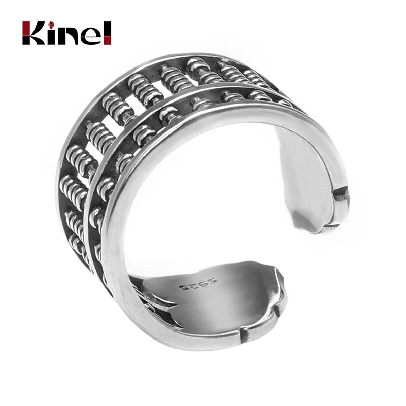 Kinel S925 Серебряное кольцо, Ювелирное кольцо, уличное, горячее Ретро, индивидуальность, тренд, счастливое кольцо-счеты, открытие, регулируемое для мужчин и wo