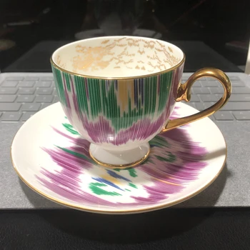 

Bone China Colored Cup With Saucer For Coffee or Tea Europe Home Decor Luxury Porcelain Kitchen Drinkware Wedding Birthday Gifts