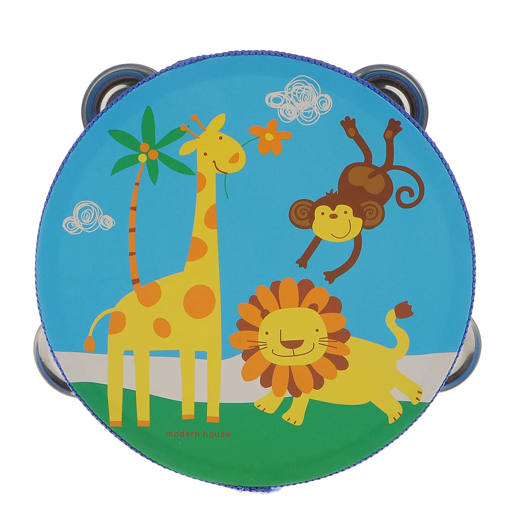 Novelty Wood Tambourine Handheld Drum Toy for Baby Toddles Percussion Gift
