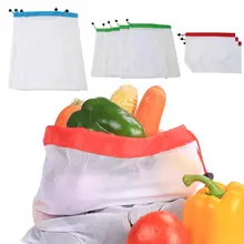 Многоразовый продукт овощей фруктов дышащей сетки хранения контейнерный мешочек зеленый фрукты сумка для хранения мешок