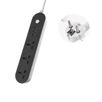 

2 Round Pin EU /UK Plug Power Strip Switch Universal Outlets 3 USB Electrical Extension 1.8M Cable Network filter for Phones