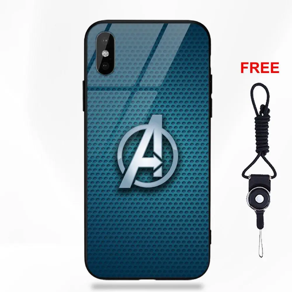 Американский комиксы Marvel Мстители логотип для Galaxy S8 S9 Plus для Redmi 5 Note 5A 6 huawei Honor 7X P20 Lite mate 10 Pro стеклянный чехол - Цвет: as picture