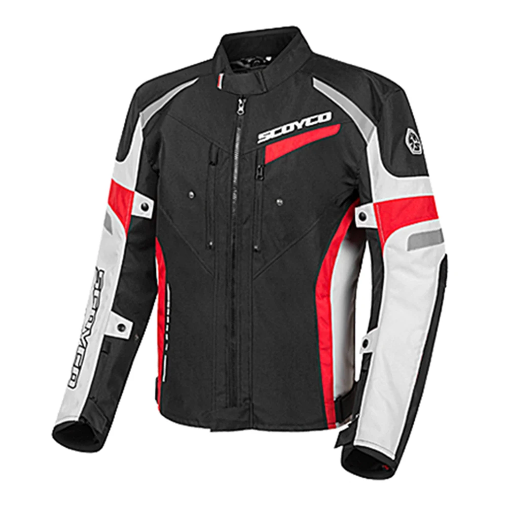 SCOYCO мотоциклетная куртка зима осень мото куртки водонепроницаемый Мотокросс езда куртка Защитное снаряжение светоотражающий мотоцикл - Цвет: JK85 Black Red