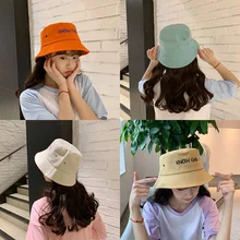 Ins корейская мода для женщин Письмо Вышивка Твердые ведро шляпа трендовый Повседневный для шутника Рыбацкая шляпа для женщин простая раковина капот