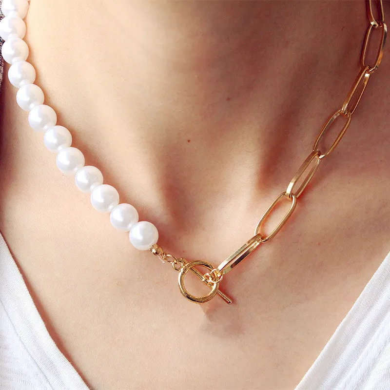 2020 NEW Punk Imitation Pearl Choker Necklace Collar Statement Gold Color Lasso Pendant For Women Collier Femme Chocker | Украшения и