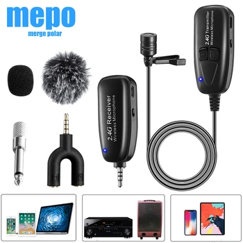

2.4G Wireless Lavalier Microphone Lavalier Lapel Clip-on Mic for iPhone Android Phone Voice Video Recording Mic Accessories