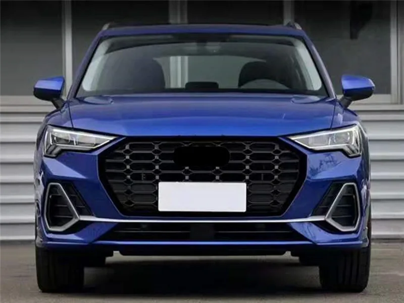 Алмазная стильная решетка ABS для Audi Q3- черный/хром передний бампер спортивное издание гоночная решетка с Европейским держателем пластины