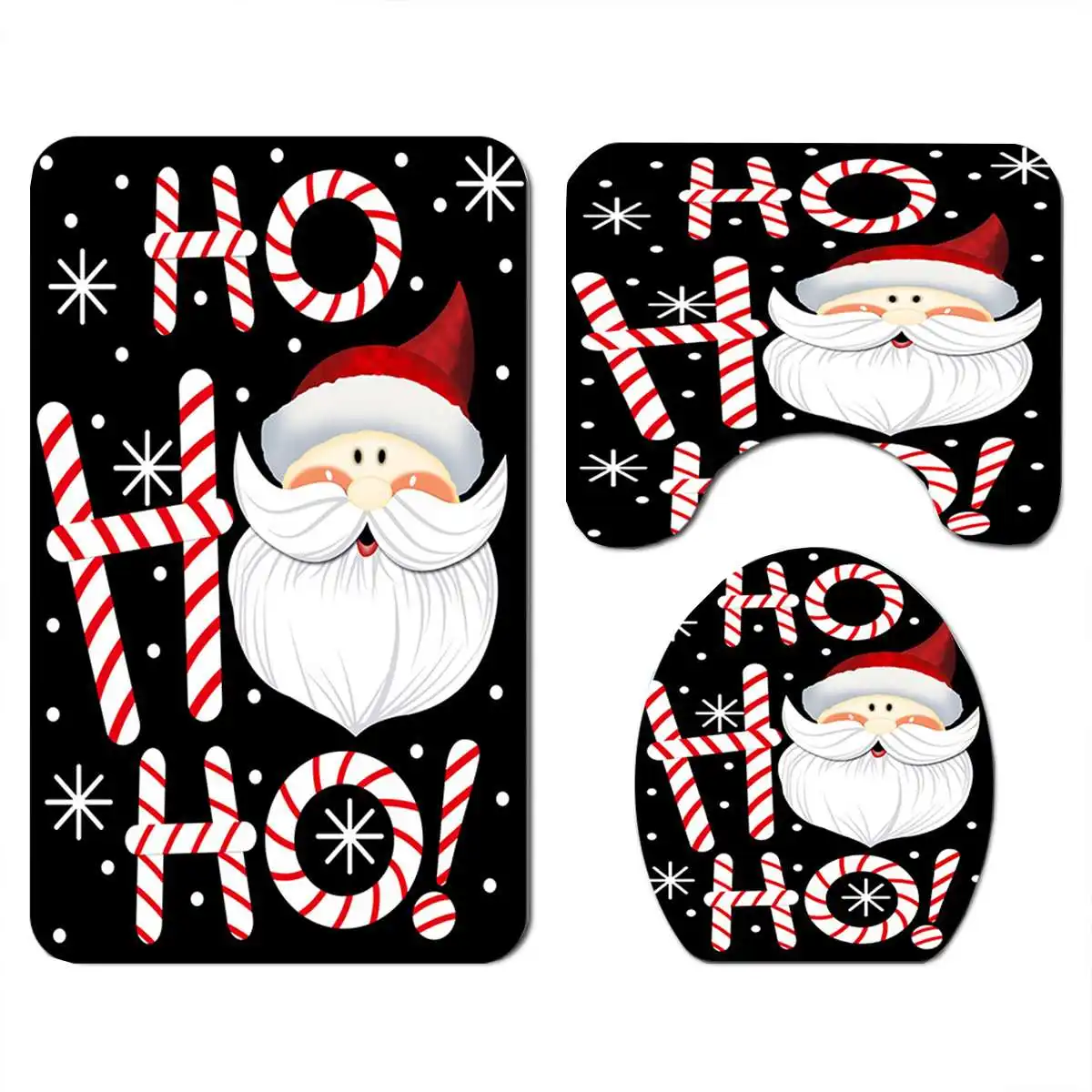 A 3pcs Bath Mat Merry Christmas, водонепроницаемая занавеска для ванной, Рождественский Санта Клаус, коврик для ванной, крышка для унитаза, коврик для ванной, нескользящий коврик, набор - Цвет: A 3pcs Bath Mat