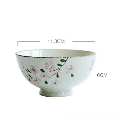 Винтажная китайская керамическая под глазурованной миска для рисового супа, ручная роспись, керамическая обеденная глубокая тарелка, фарфоровая чаша для лапши ramen - Цвет: flower rice bowl
