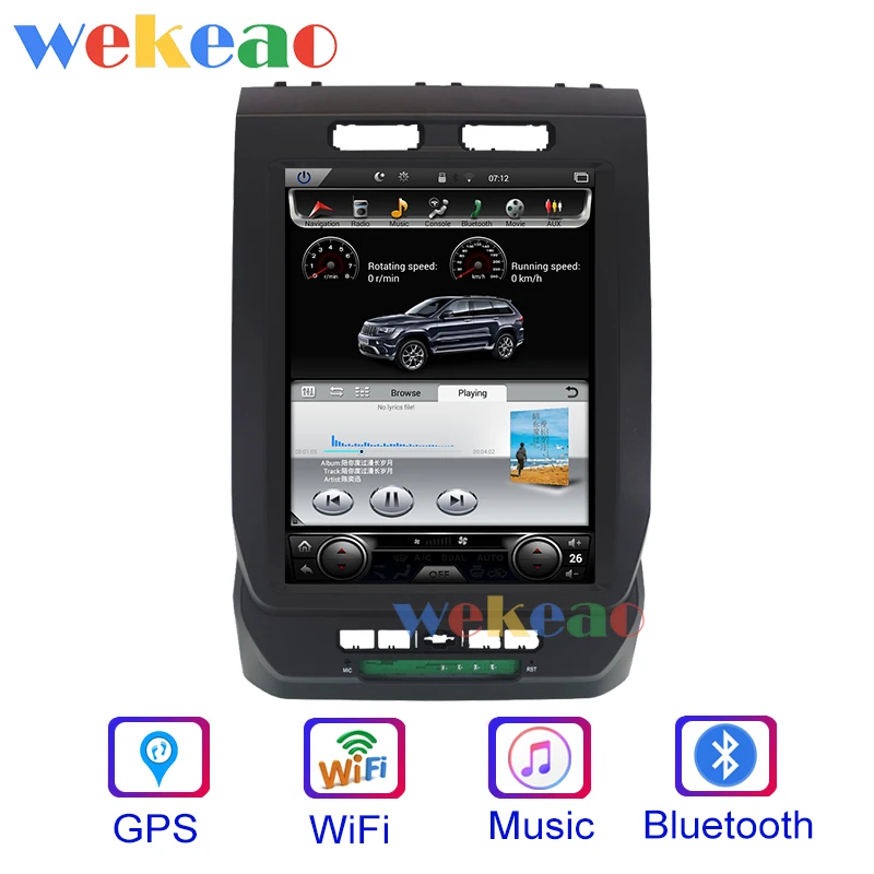 Wekeao вертикальный экран Tesla стиль 12,1 ''Android 8,1 автомобильный Dvd мультимедийный плеер для Ford F150 радио Automotivo
