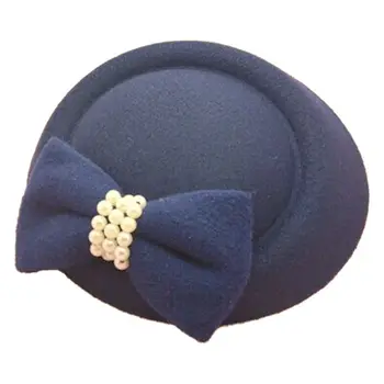 

Bow Small Hat Stewardess Hat Hair Clip, Navy blue