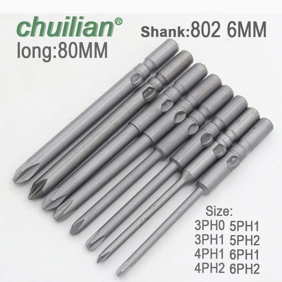 1Pc 802 6MM Shank Electric Screwdriver Bit Magnetic Phillips Cross Electric Driver Bits Hand Tools Screwdriver Drill Bit 80mm reliable and durable cross screwdriver bits ph0000 ph000 ph00 ph0 ph1 ph2 4mm hex shank for rechargeable drills