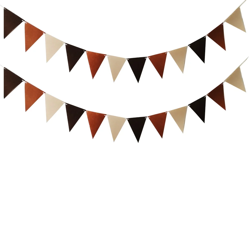 18 Flags Khaki Brown Felt Banner Garlands Birthday Bunting Pennant Baby Shower Wedding Garland Party Decoration Supplies | Дом и сад