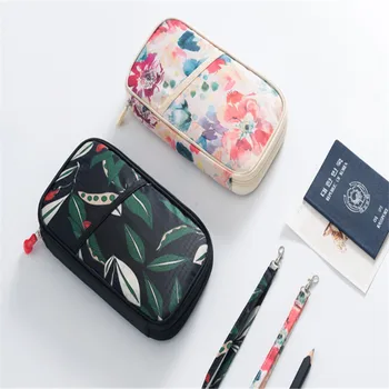 

New Printed Travel Passport Bag Abroad Certificate Holder Wallet Protective Sleeve Korean Version Of The Flower Spring Zipper PU