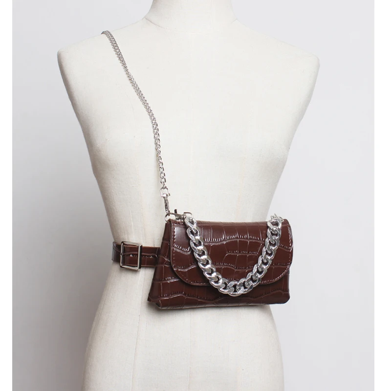 Alligator Leather Belt Bag for Women 2019 Luxury Chains Ladies Shoulder Waist Bags Phone Pocket Purse Hip Fanny Packs |
