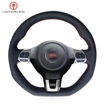 

Black PU Artificial Leather Sew Car Steering Wheel Cover For Volkswagen Golf 6 GTI MK6 VW Polo GTI Scirocco R Passat CC R-Line