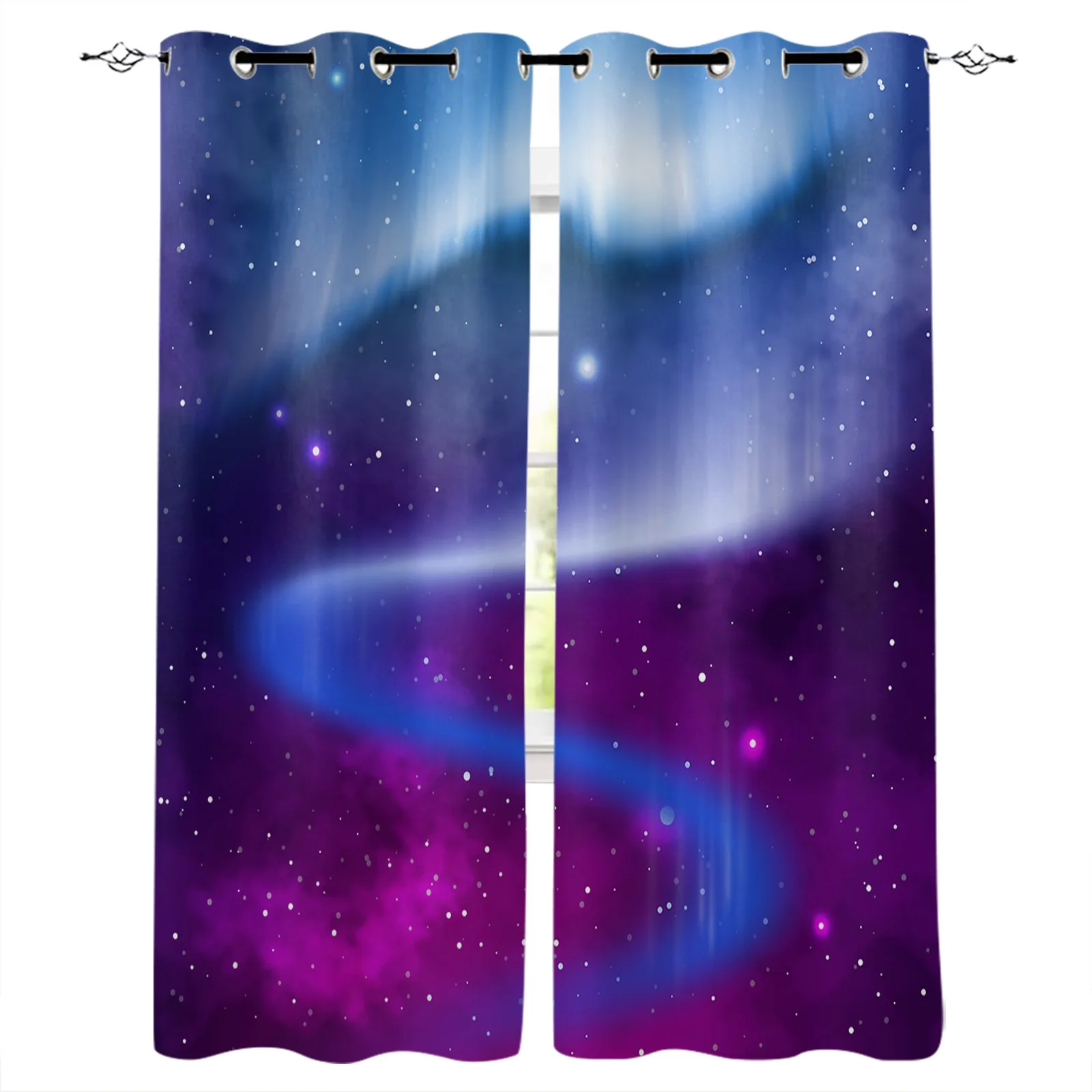 Space Decor Window Curtains Galaxy Stars in Celestial Astronomic Nebula Planets in Universe Drapes for Living Room Bedroom black and white curtains Curtains