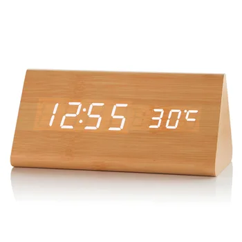 

Wooden Luminous Alarm Clock Student Creativity Radio Modern Bedside Alarm Clock Digital Drewniany Zegarek Led Watch OO50AC