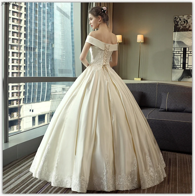 Vestido novia/Новинка; атласное пышное свадебное платье принцессы цвета слоновой кости с открытыми плечами; abito da sposa suknia slubna gelinlik trouwjurk