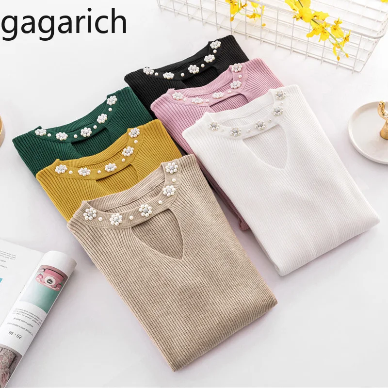 Gagarich Women Pullovers 2020 Autumn Winter New-style Ladies Long Sleeve Korean Style Slim Solid Sweater | Женская одежда