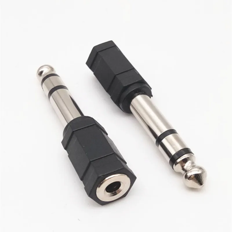 stereo 100pcs nickle plated Mono stereo 3.5mm female to 6.35mm 6.35 mm 6.5mm 1/4" inch Male TRS jack audio Adapter connector - Цвет: stereo