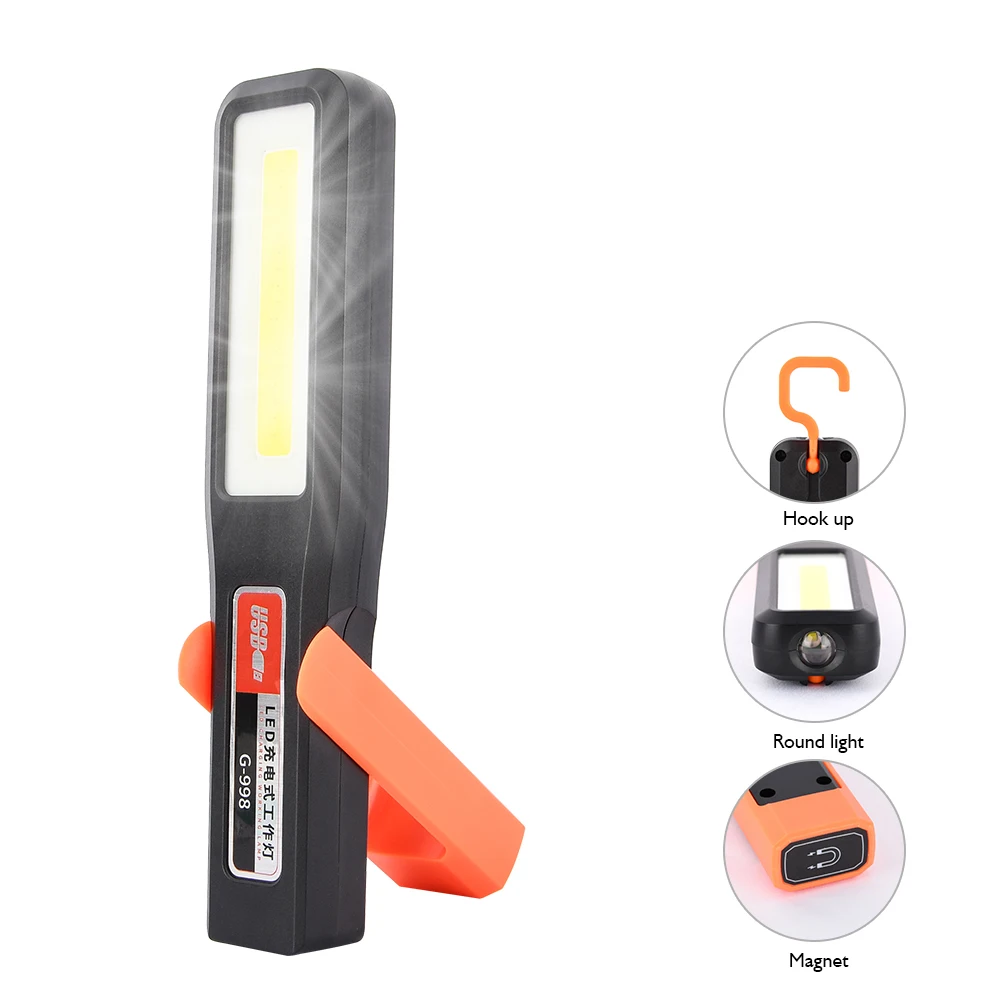 COB светодиодный аварийный свет USB Перезаряжаемый рабочий свет Магнитная вешалка с крючками портативный фонарик Мобильный банк питания для улицы