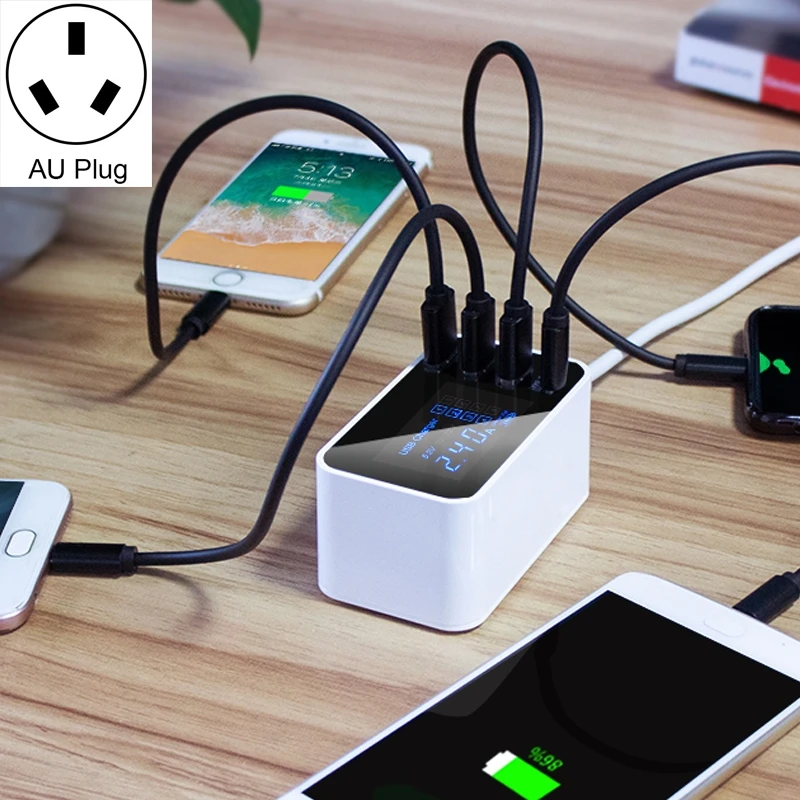 20 Вт 3 usb порта+ USB-C/type-C порты многофункциональное зарядное устройство со светодиодный дисплей для huawei samsung Xiaomi OnePlus 5 6 6T 7 7T - Тип штекера: Австралия (AU)