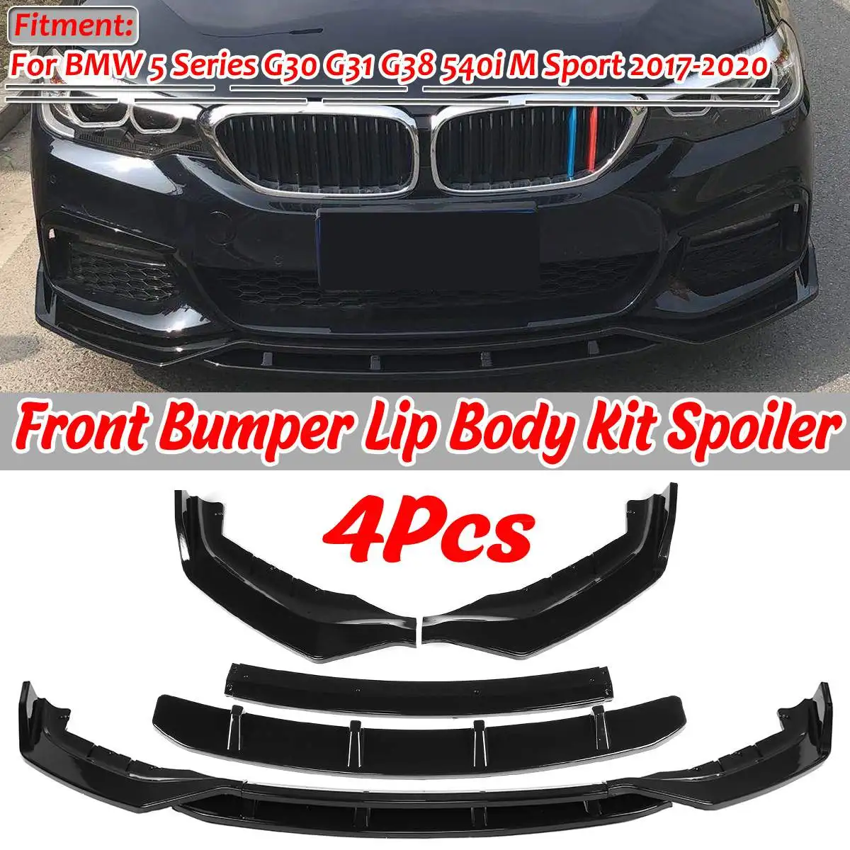 Bumper Spoiler G30 G31 G38 Car Front Lip Deflector Lips Body Kit for BMW 5 Series G30 G31 G38 540I M Sport 2017 2018 2019 2020,Matte Black 
