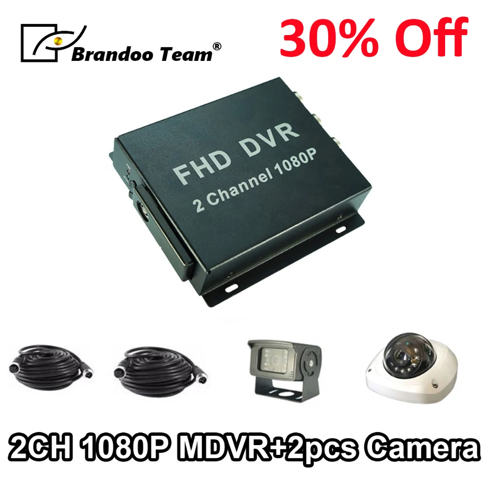 30% скидка 2CH автомобильный Мобильный DVR комплекты с 2 шт NTSC 1080P AHD камеры и 5 м видео кабель мини автомобиль DVR Поддержка 128 ГБ SD карта