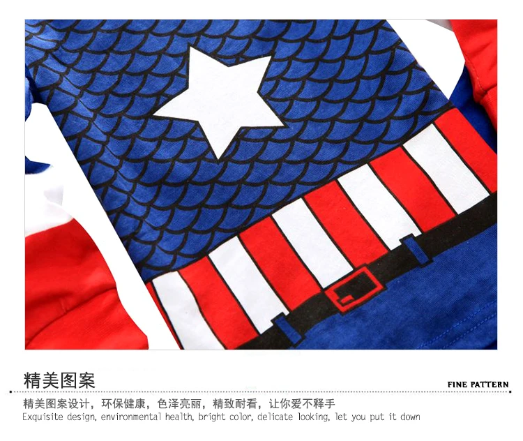 kids cotton pajamas Captain America Spider-Man Batman Superman sets sleepwear baby boys girls Cartoon pijamas nightwear clothes