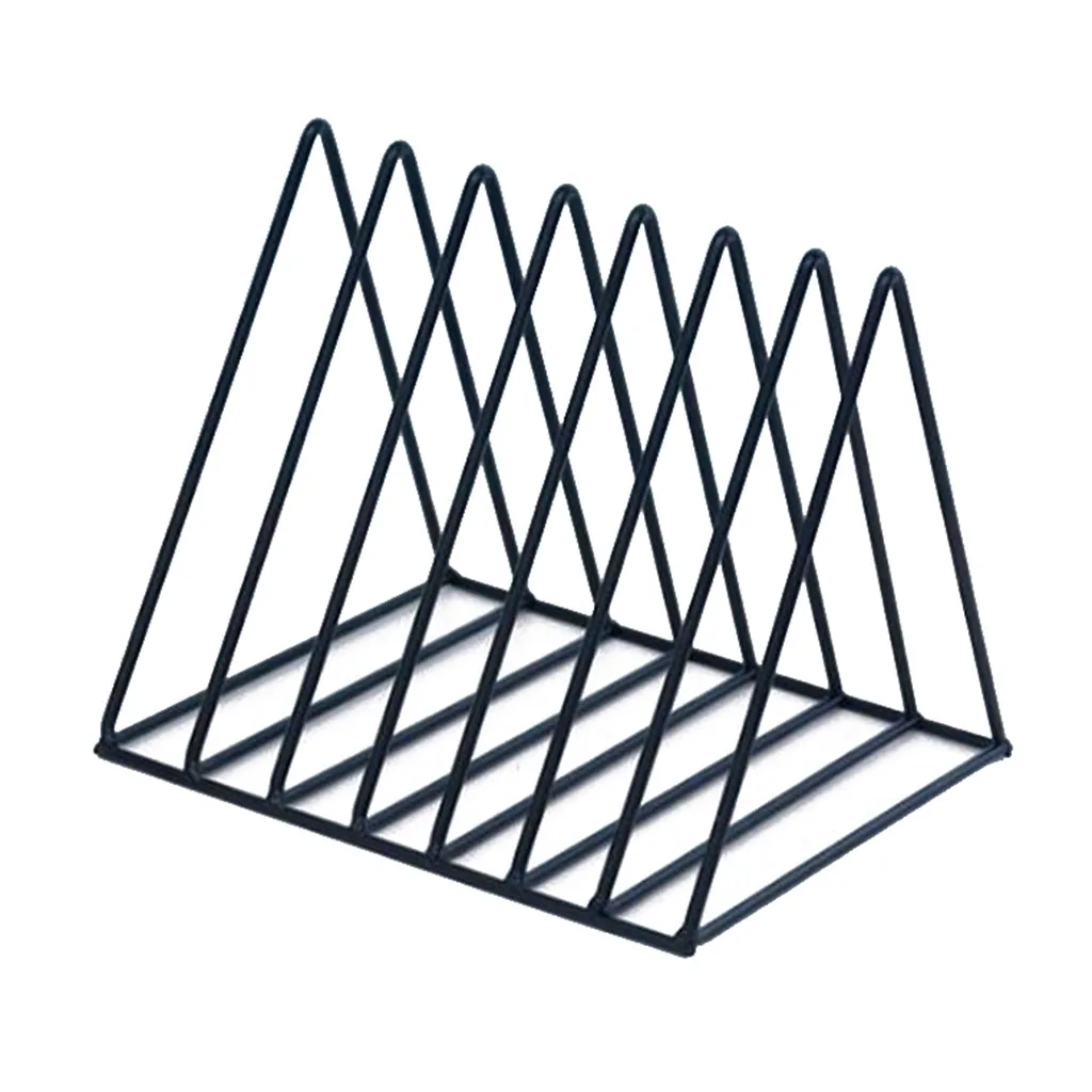 Magazine Rack Book Record Holder, Desktop Iron Storage Rack Bookshelf Multifunction Triangle File Organizer Decor Home Office