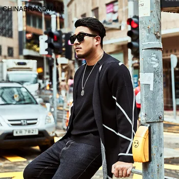 

Big size Men's Wear Knitting Cardigan Sweater super Brand Stripes Loose Leisure Plus Fat Plus Daqiu Fat Man Coat