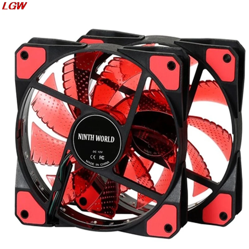 15 LED 12V fan cooler 9 blades 4PIN 12cm ultra-quiet computer PC case colorful colors