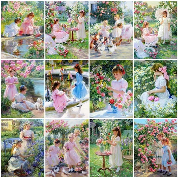 

MomoArt 5D DIY Diamond Painting Girl Portrait Rhinestone Art Diamond Embroidery Garden Cross Stitch Mosaic Wall Decoration