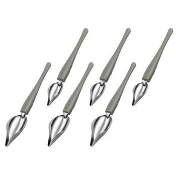

6 Pcs Art Pencil Stainless Steel Non-Slip Chef Cooking Painting Spoon Cake Decoration Baking Tool for Decorating Plates