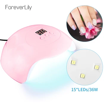 

36W 15 LED Lamps USB Nail Dryer Nail LED UV Lamp Manicure LCD Display Drying Gels Nail Polish Timer Smart Nail Art Tools