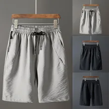 Мужские летние льняные/Полиэстеровые/нейлоновые одноцветные плавки эластичные пляжные шорты для серфинга для бега Прямая поставка 10