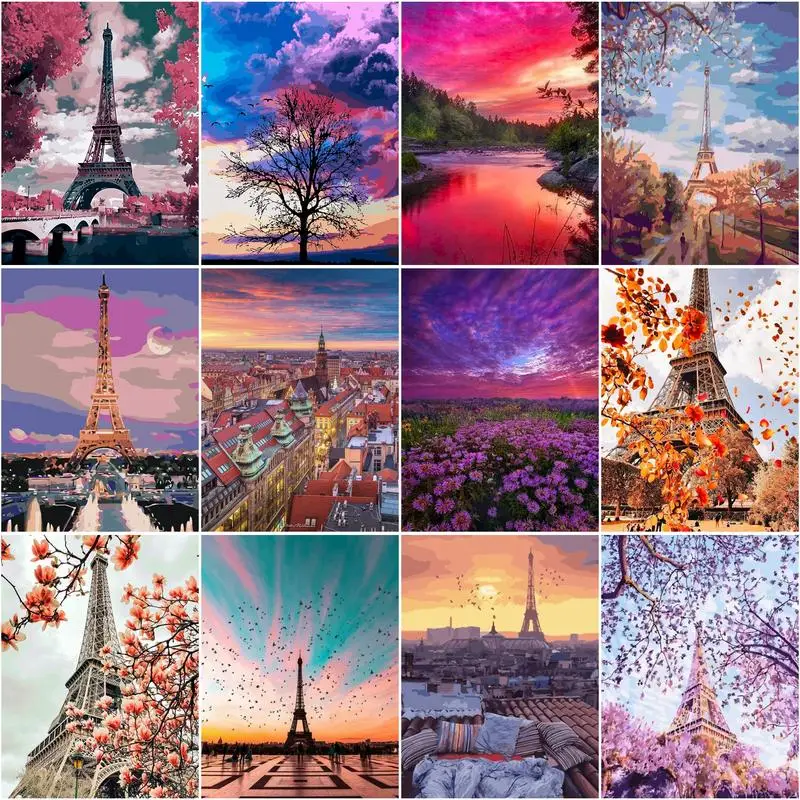 

RUOPOTY Picture By Number For Adults With Frame Sky Tower Paint By Numbers Kits Acrylic Paint On Canvas Home Decors Wall Art