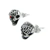 Wholesale Price Boy's Girl's 316L Stainless Steel Crystal Red Eye Skull Stud Push-back Earrings Jewelry 3