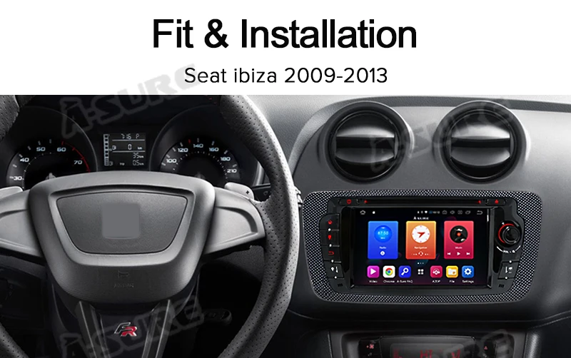 A-Sure 2 Din Android 9,0 Авто радио gps dvd-плеер Sat Nav стерео навигация для сиденья Ibiza 2009-2013 четырехъядерный DAB+ wifi 4G