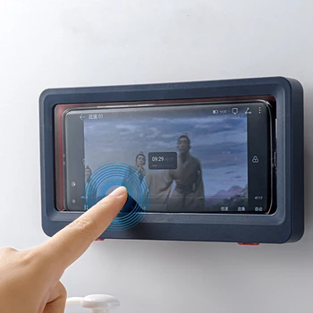 

Phone Box Wall Mounted Bathroom Touch Screen Phone Case Waterproof Convenient Safe Phone Holder Home Shelves Storage